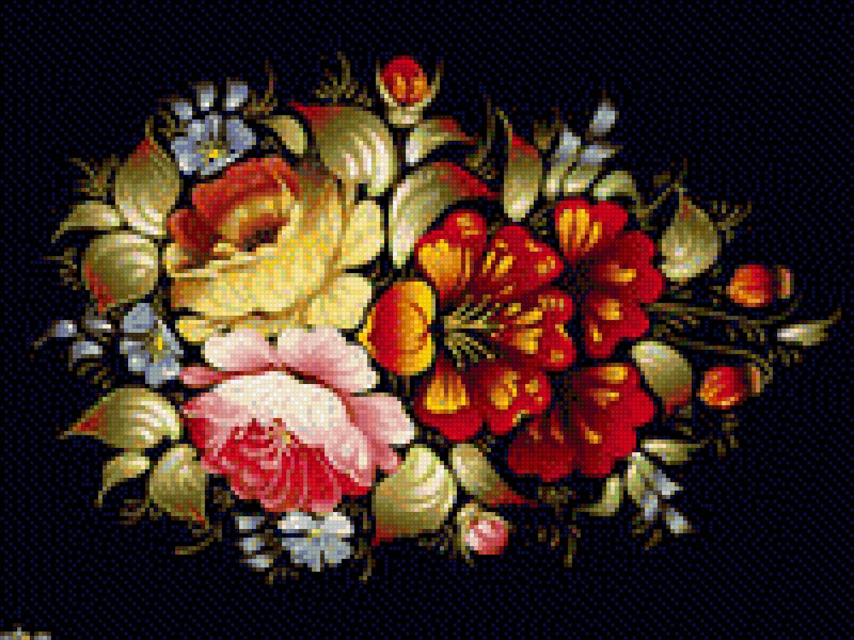 Цветочный мотив - узор, природа, фрагмент, мотив, растение, цветок - предпросмотр