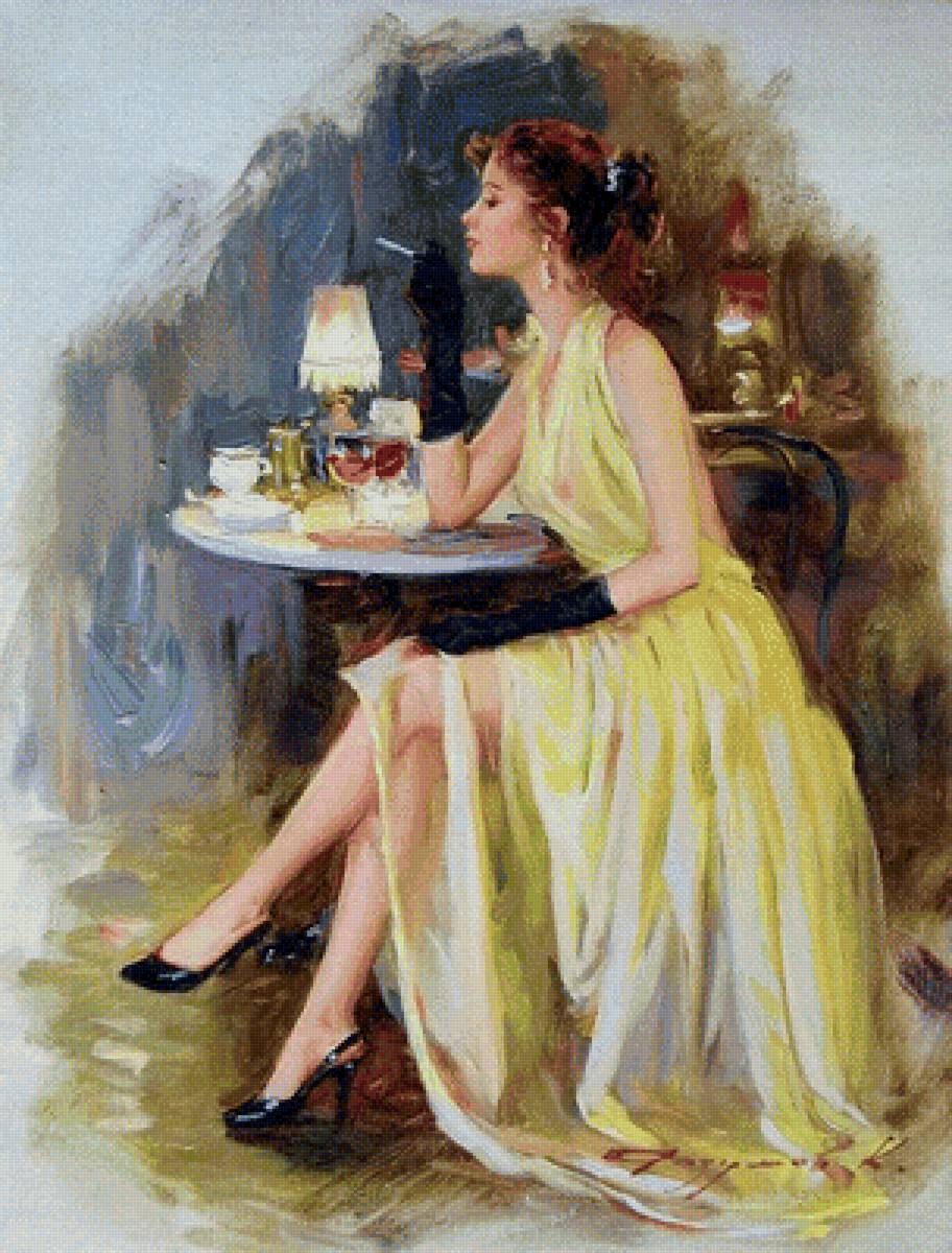 ОЖИДАНИЕ СВИДАНИЯ - девушка, кафе - предпросмотр