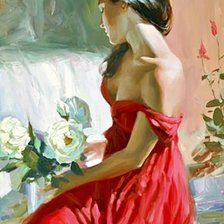 Схема вышивки «ДЕВУШКА С ЦВЕТАМИ»