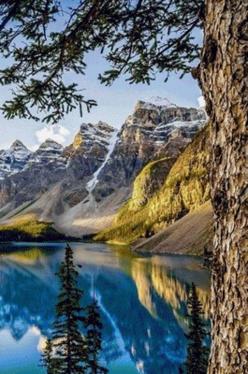 Горный пейзаж - лес, горы, природа, пейзаж, озеро - предпросмотр