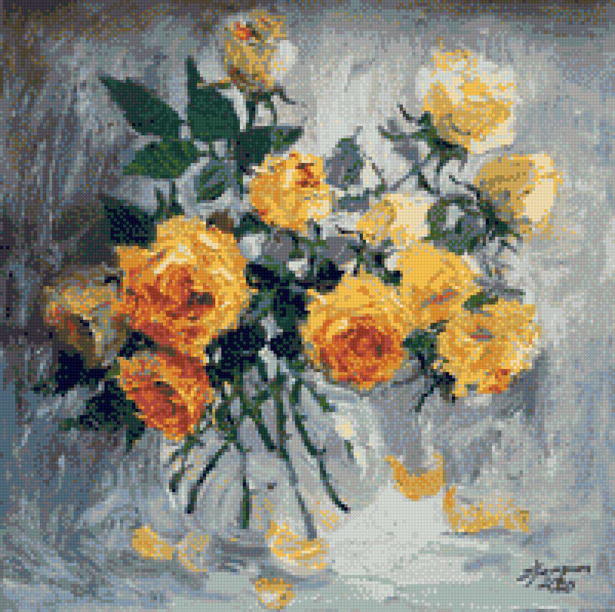 желтые розы - букет, розы, цветы - предпросмотр