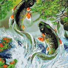 Схема вышивки «Карпы»