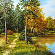 Схема вышивки «Лесное озеро. Пейзаж.»