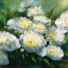 Схема вышивки «белые пионы»