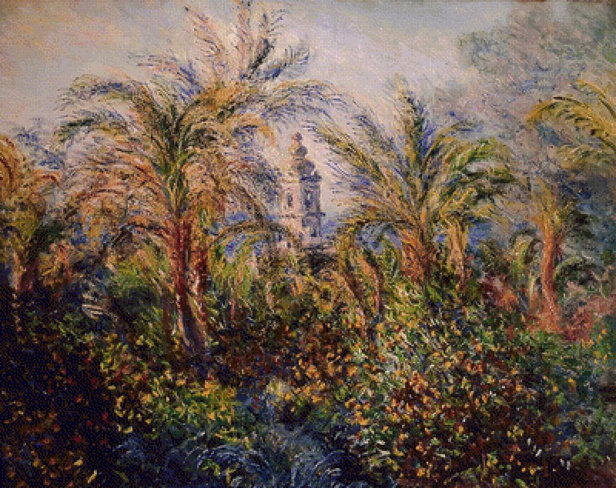 Garden in Bordighera,Impression of Morning. - claude monet paintings.seascapes.flowers and gardens. - предпросмотр