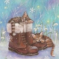 Схема вышивки «Котята в ботинках»