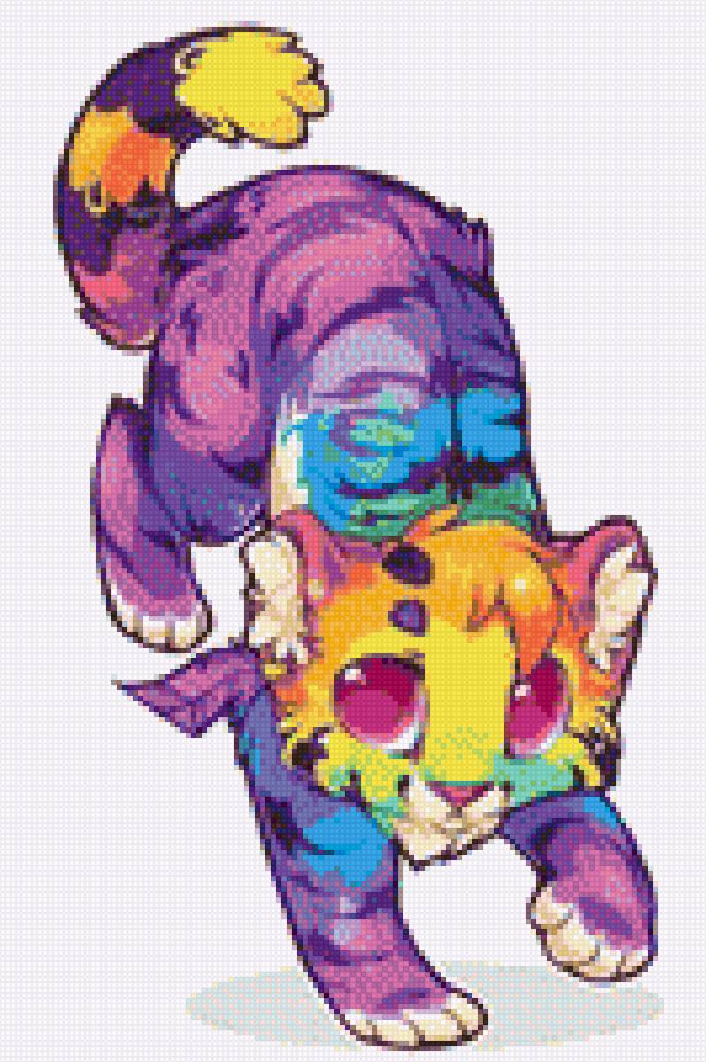 Тигренок радужный - радужный, картинка, тигренок - предпросмотр