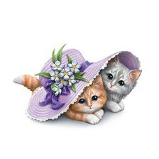 Схема вышивки «Котята под шляпой»