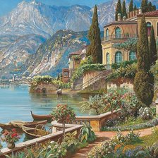 Схема вышивки «Вид на озеро Комо»