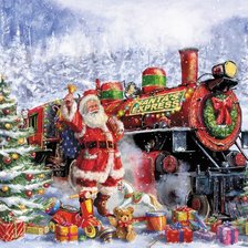 Схема вышивки «ЭКСПРЕСС САНТЫ С ПОДАРКАМИ»