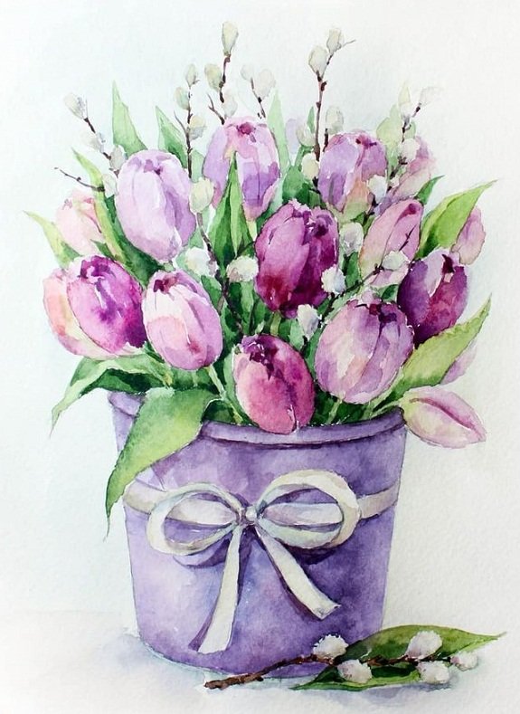 букет тюльпанов - весна, тюльпан, винтаж, букет, тюльпаны - оригинал