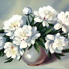 Схема вышивки «пионы белые»