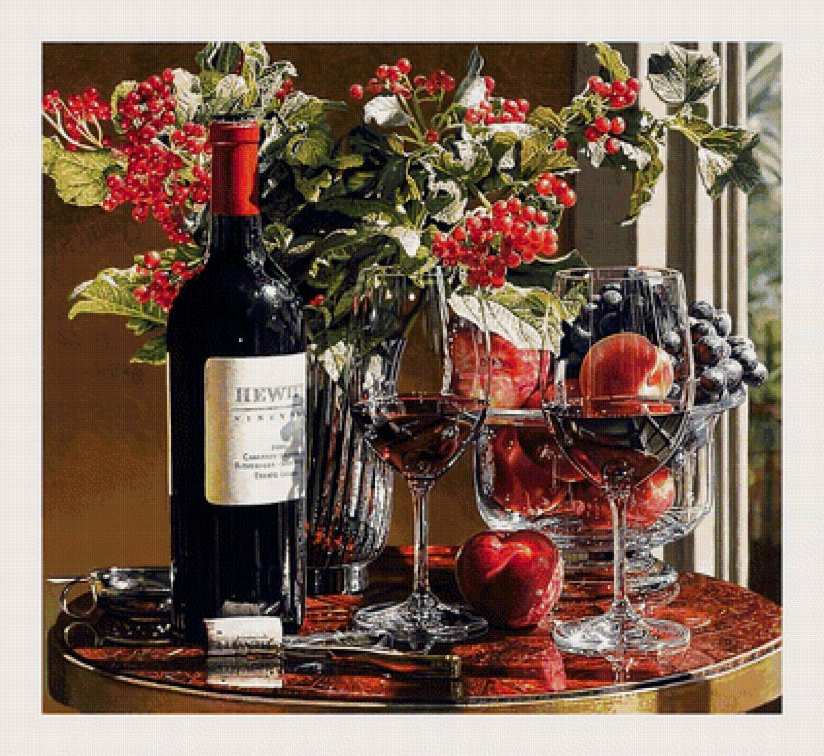 №2060227 - ягоды, бокалы, натюрморт, вино, виноград, фрукты - предпросмотр