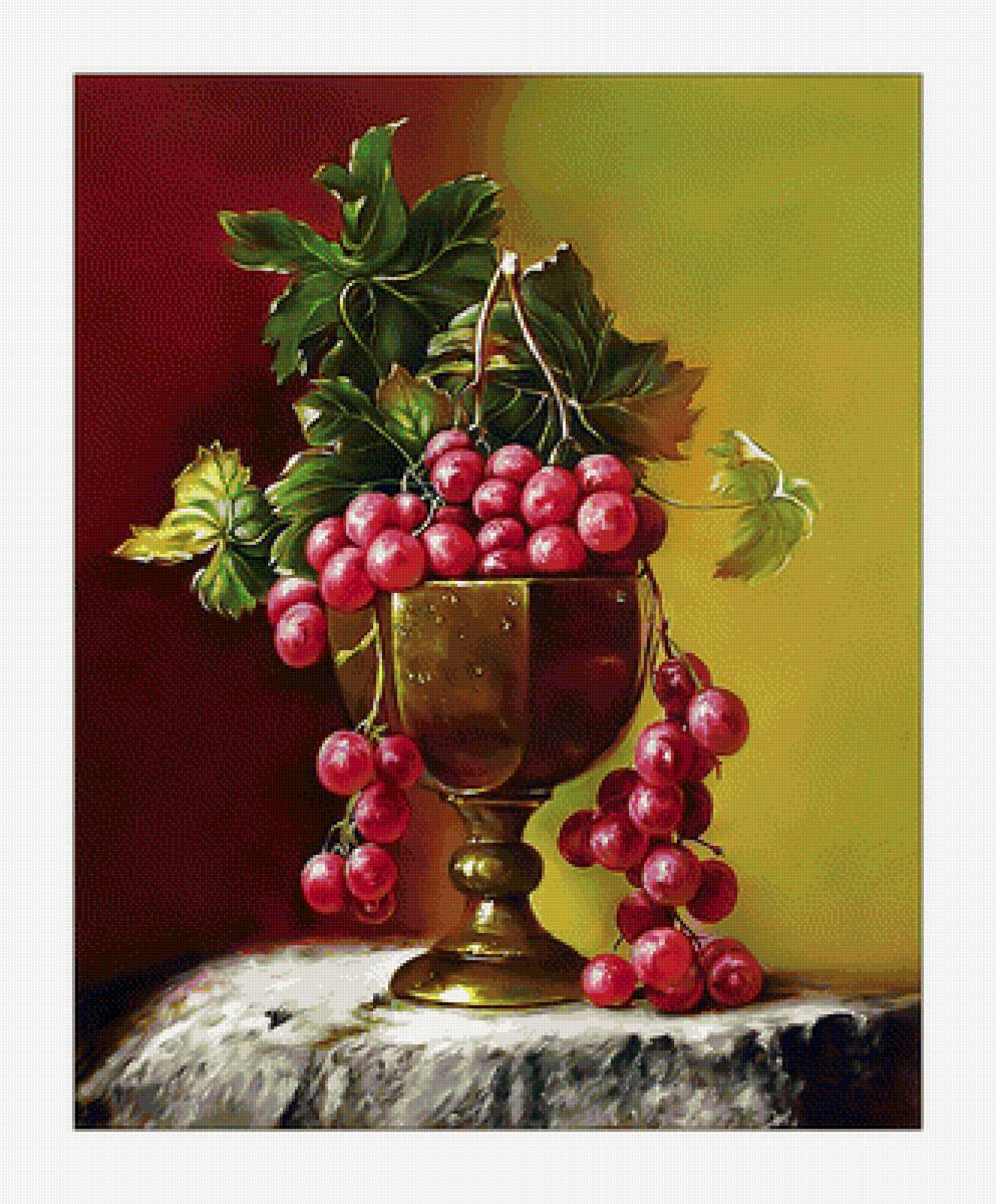 Натюрморт. Виноград. - живопись, натюрморт, ягоды, чаша, виноград - предпросмотр