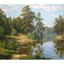 Схема вышивки «Лесное озеро.»