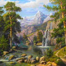 Схема вышивки «Горный водопад.»