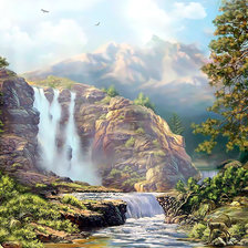 Схема вышивки «Горный водопад.»