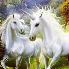 Схема вышивки «пара единорогов»