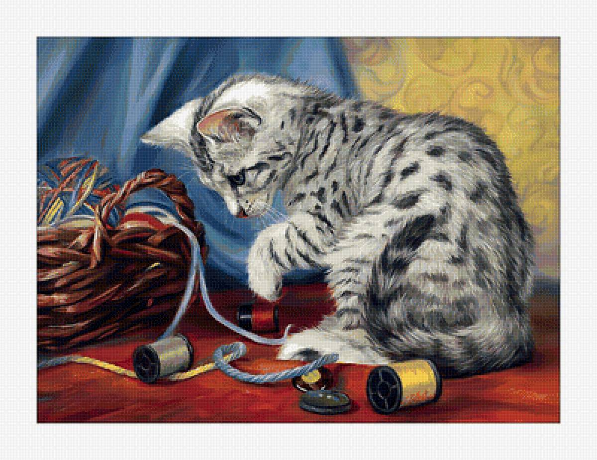 Котёнок. - живопись, кошка, животные, котенок - предпросмотр