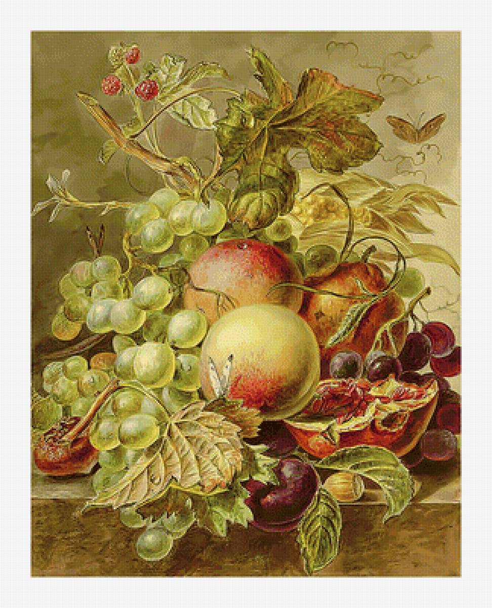 Натюрморт. Виноград. - виноград, яблоки, живопись, натюрморт - предпросмотр