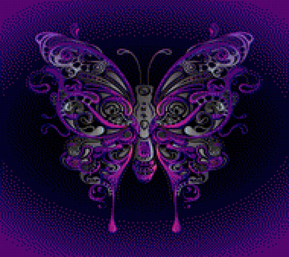 Бабочка - фиолетовый, бабочка - предпросмотр