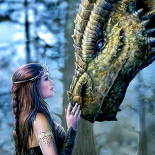 Схема вышивки «Девушка и дракон»