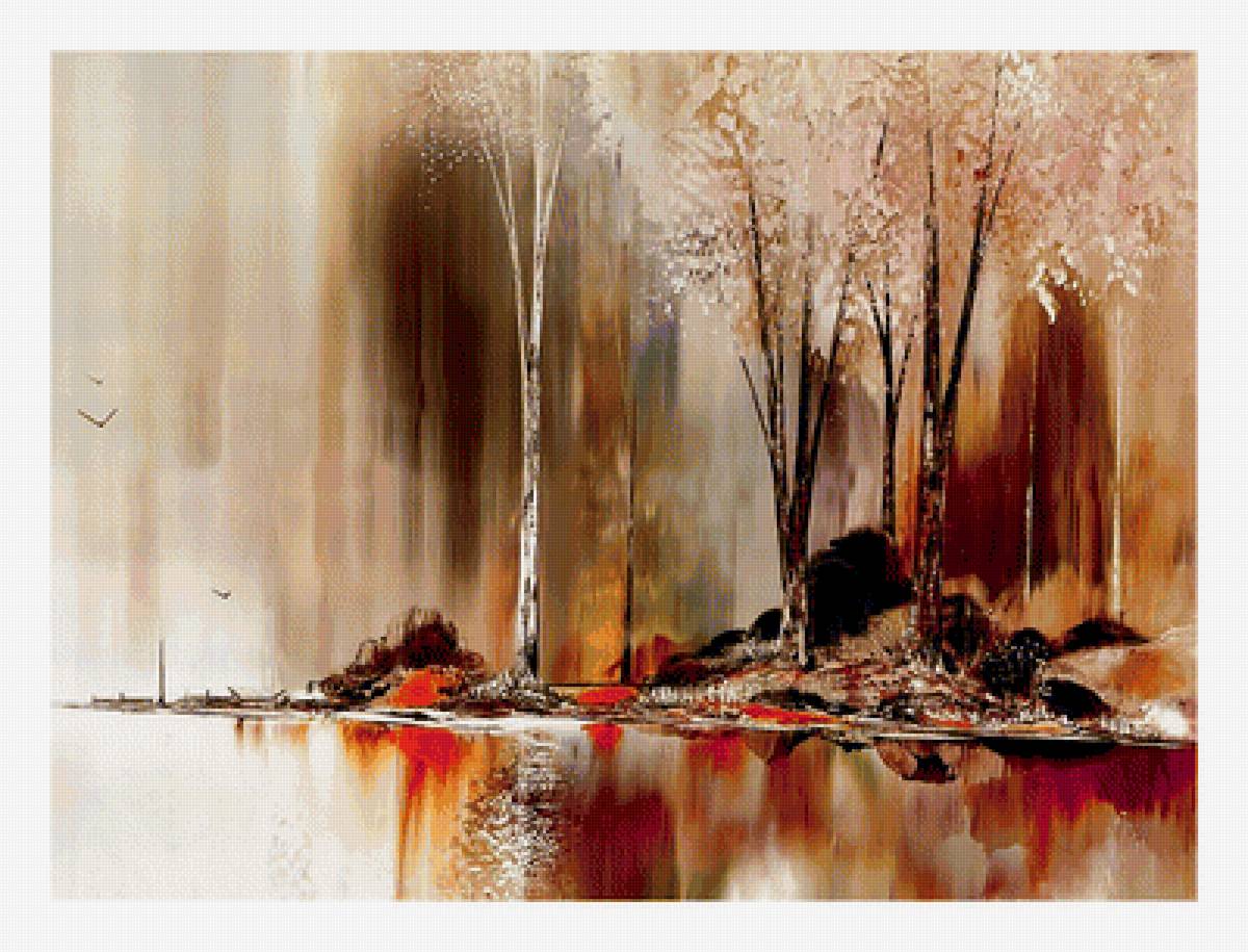 осенний пейзаж - живопись, пейзаж, абстракция - предпросмотр