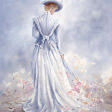 Схема вышивки «Дама в голубом»