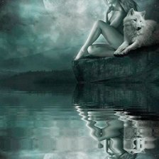 Схема вышивки «девушка и волк»