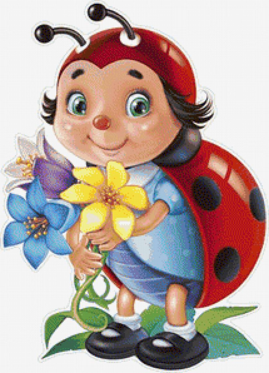 божья коровка - цветы, мультяшки, насекомые - предпросмотр