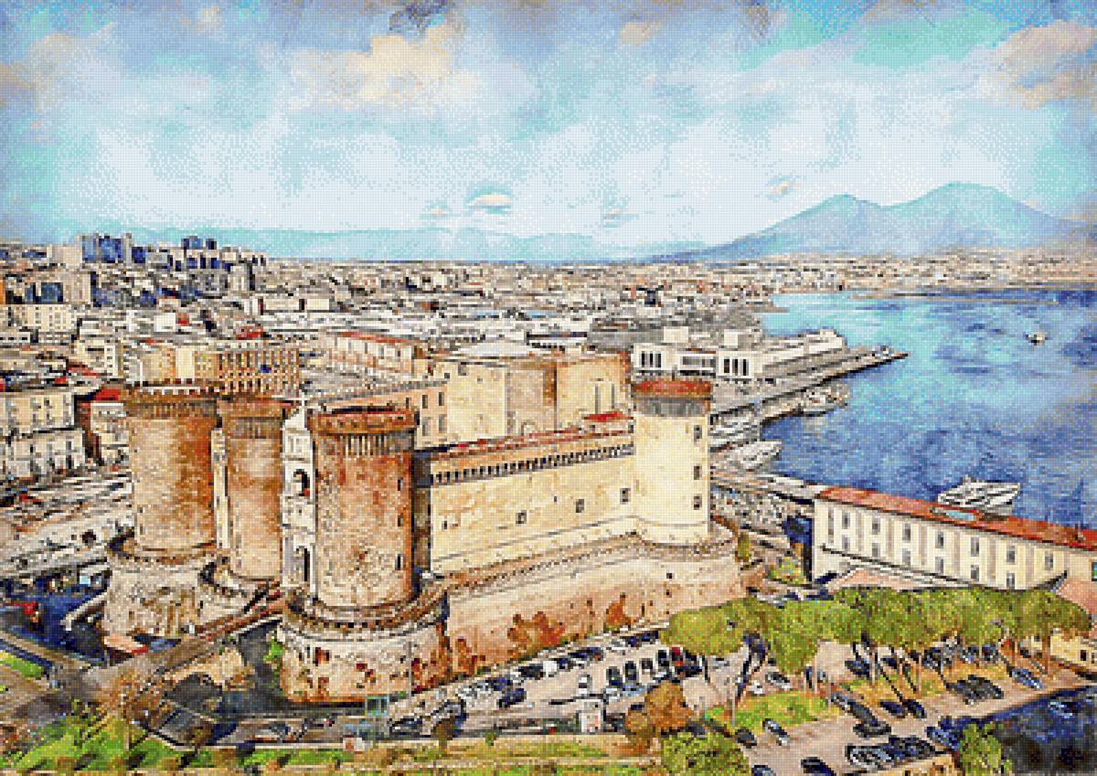 Vesuvio, Panorama From Naples. - andrea mazzocchetti painter.seascapes.cityscapes. - предпросмотр