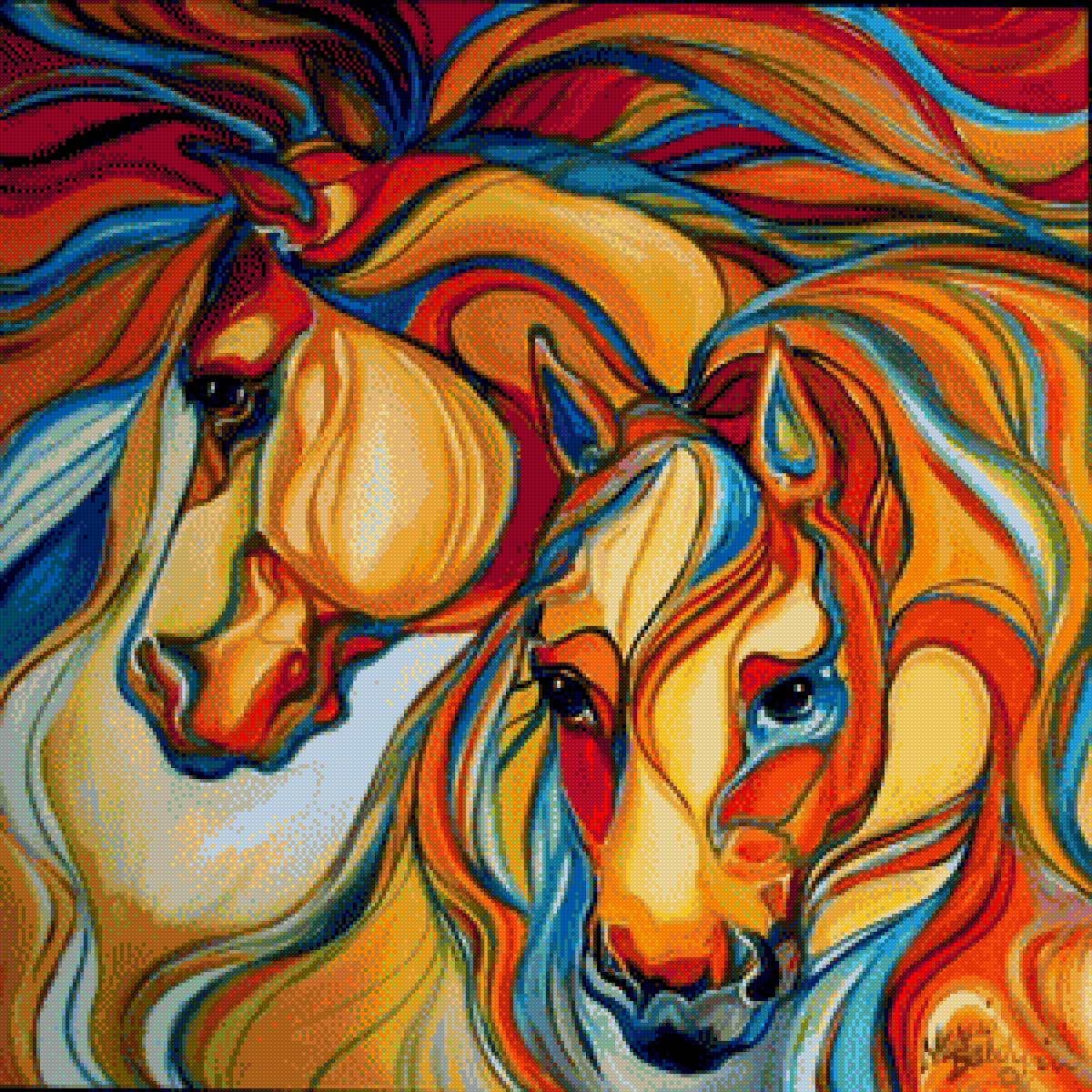 CABALLOS ABSTRACTOS COLORINES - animales - предпросмотр