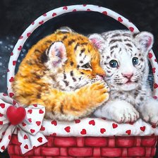 Схема вышивки «тигрята в корзине»