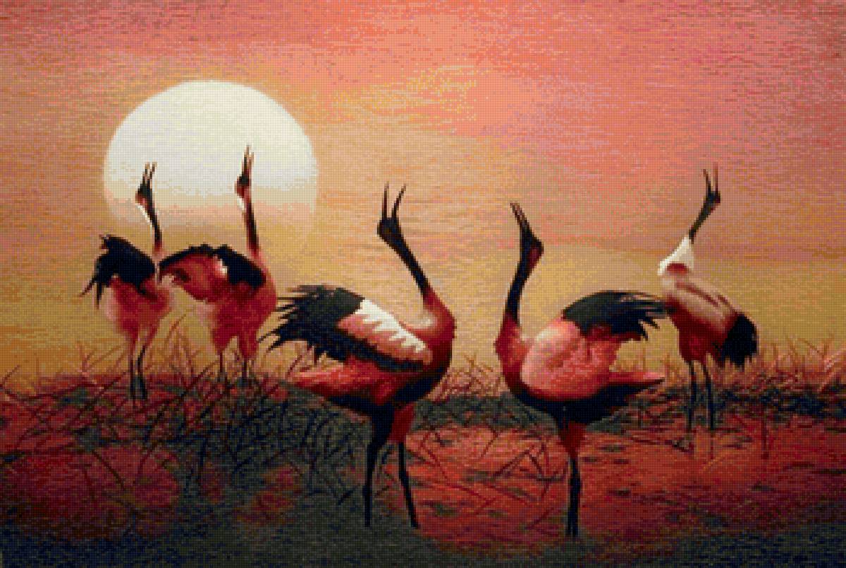 Журавлиная песня - птицы, журавли - предпросмотр