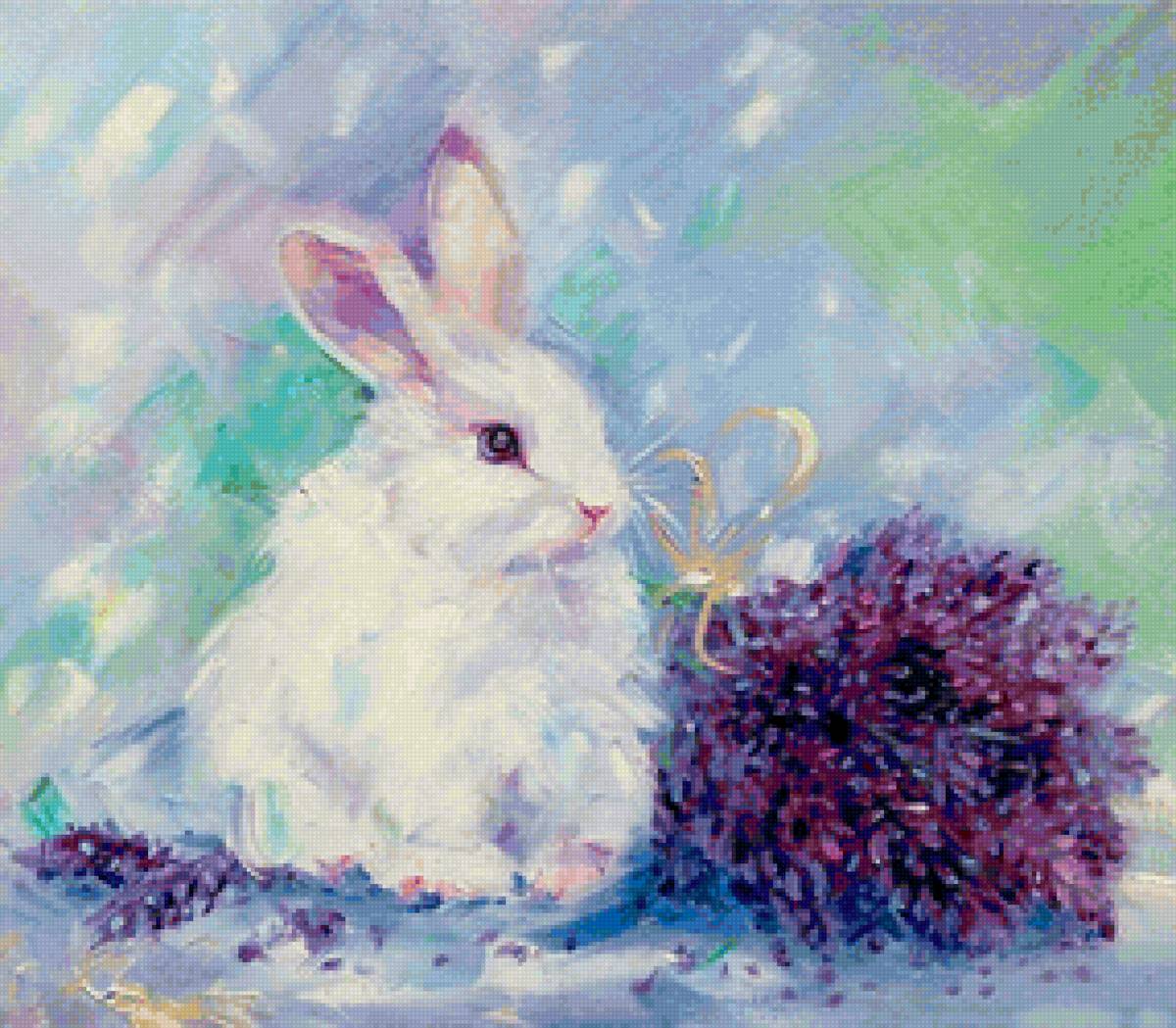 кролик 2 - заяц, цветы, кролик, лаванда, животные - предпросмотр