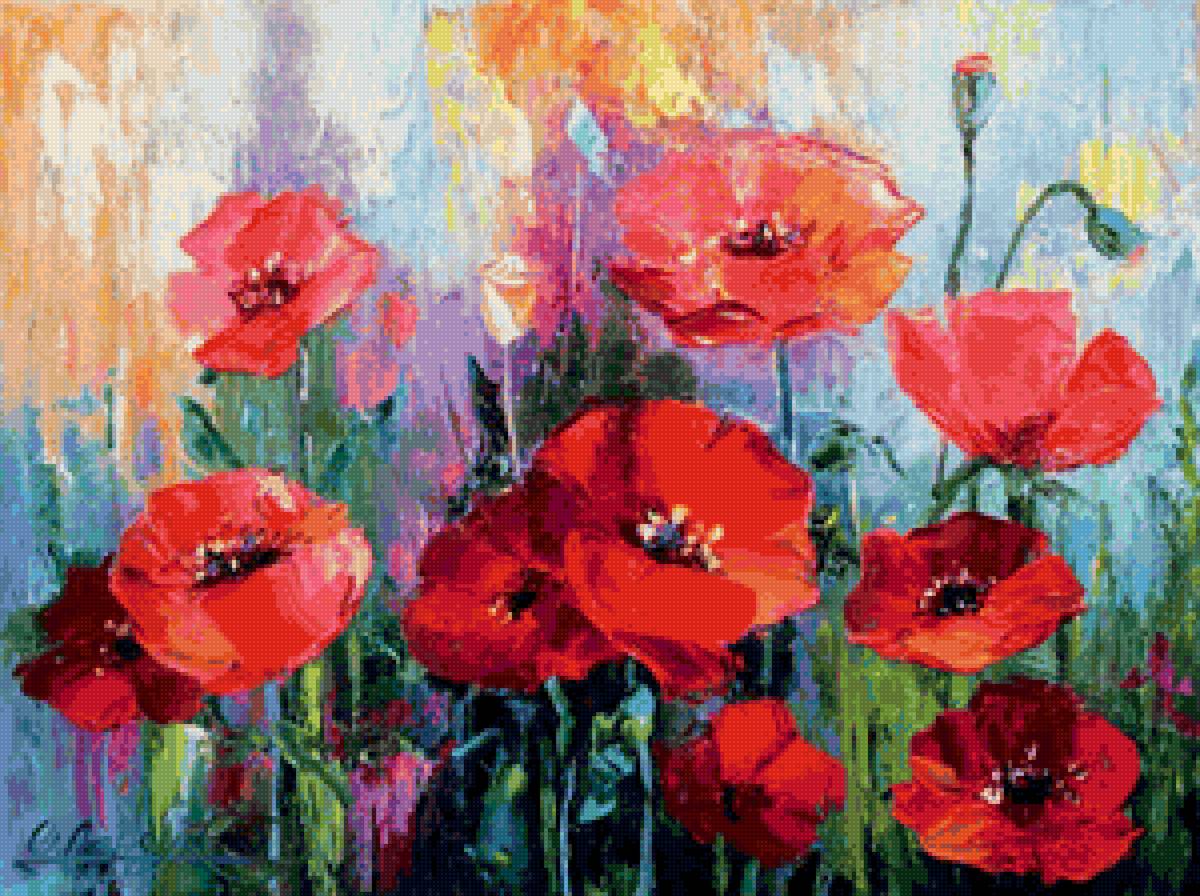 маки - акварель, букет, маки, цветы - предпросмотр