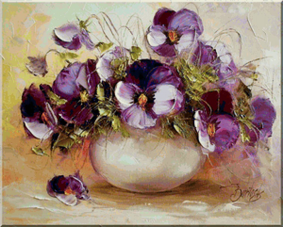 анютины глазки - цветы, анютины глазки, букет - предпросмотр