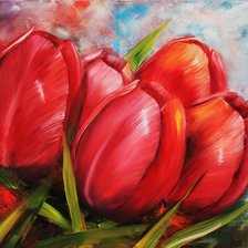 Схема вышивки «тюльпаны»