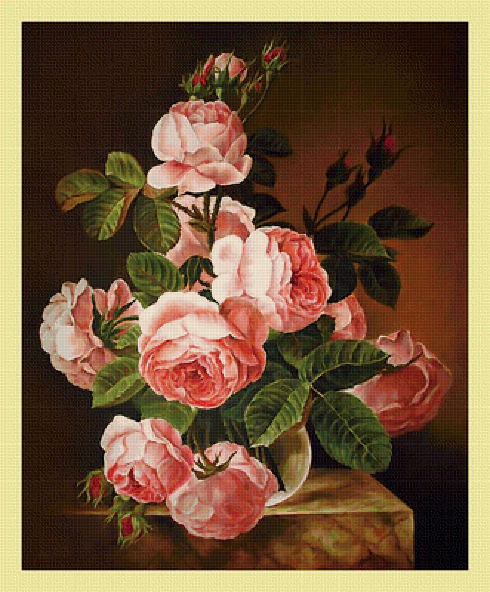 Розы. Букет. - розы, цветы, букет, живопись, ваза - предпросмотр