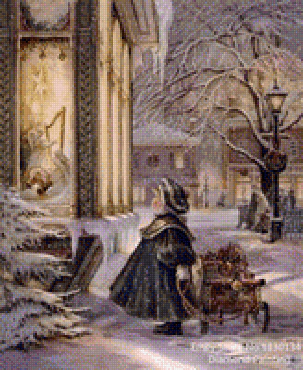 девочка с санками - ретро девочка зима - предпросмотр