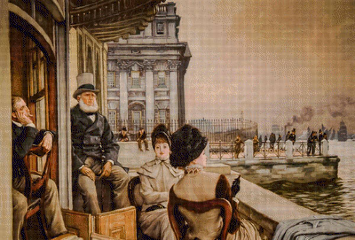 The Terrace at Trafalgar Tavern, Greenwich. - james tissot painter.scenarys.people. - предпросмотр