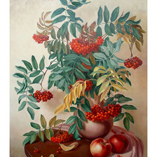 Схема вышивки «натюрморт с рябиной»