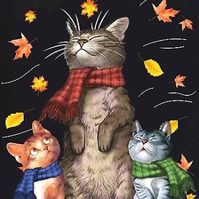 Схема вышивки «Кот с котятами»