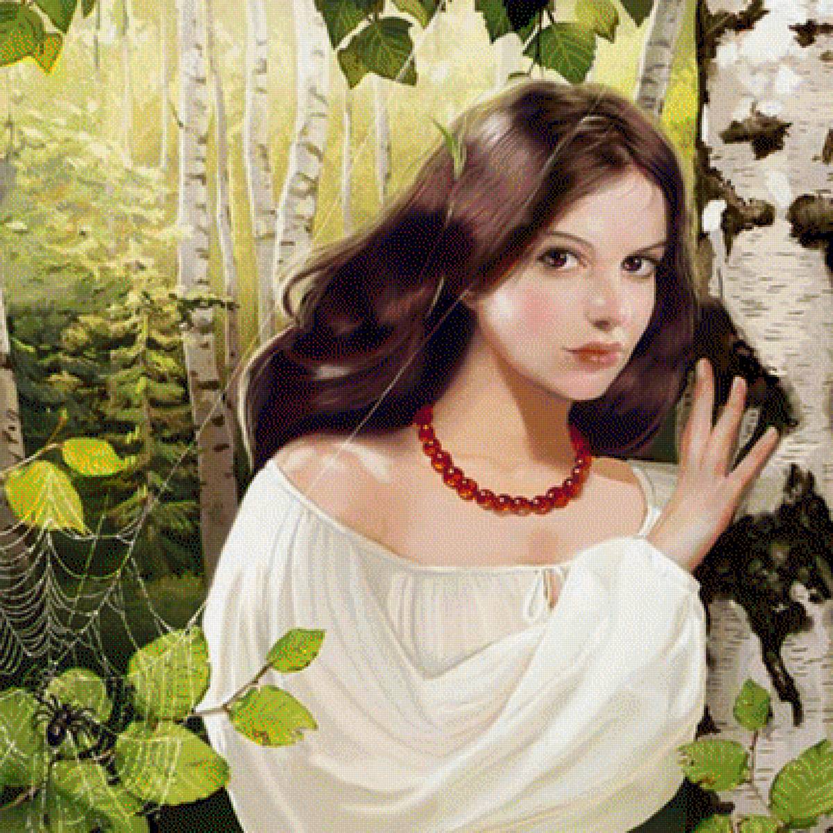 березовая роща - девушка, березы, портрет - предпросмотр