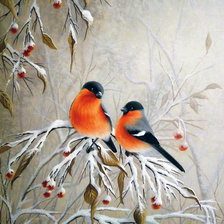 Схема вышивки «Красногрудые птички»