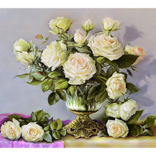 Схема вышивки «Белые розы.»