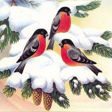 Схема вышивки «Трио снегирей»