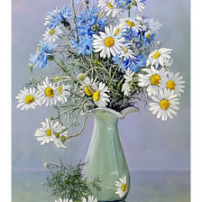 Схема вышивки «Ромашки-васильки.»