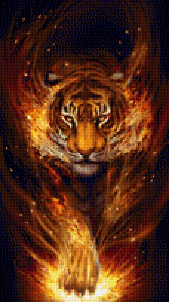 Огненный тигр - #огонь, #тигр, #хищник - предпросмотр