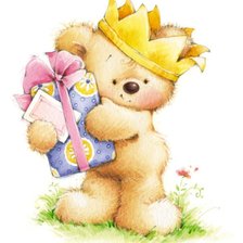 Схема вышивки «мишка с подарком, с днем рождения»